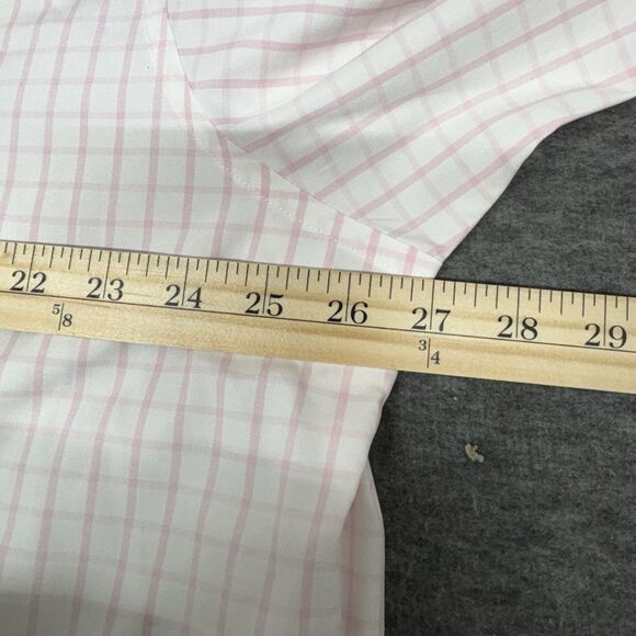 Brooks Brothers Madison cotton pink white checks button down Size XL 17.5-35 - Picture 5 of 7